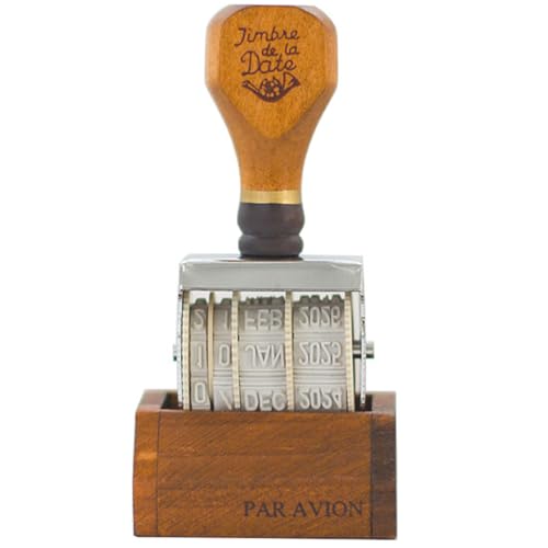 Roller Datum Stempel, Gummistempel mit Holzgriff & Basis, Datumsstempel für DIY Handwerk Kartenherstellung Planer Scrapbooking (1 Pack) von Wvapzwr