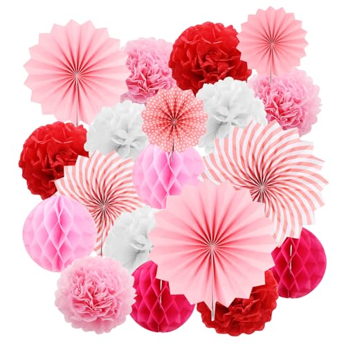 19er Set Papier Blumenfächer & Papierblumen Pompons Rosa Orange Hängende Girlande Dekoration für Hochzeit Geburtstagsfeier Gartenparty Tischdeko 19er Set Papier Blumenfächer & Papierblumen Pompons Rosa Orange Hängende Girlande Dekoration für Hochzeit Geburtstagsfeier Gartenparty Tischdeko von Wvu & Wvo