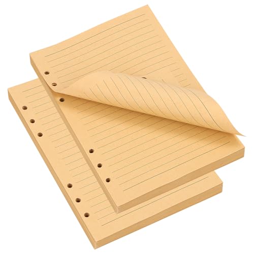 A5 Nachfüllpapier Liniertes Papier, 2 Pack A5 Nachfüllbar Kraftpapier 6 Löcher Ringbucheinlagen 160 Blatt/320 Seiten Ringbuch für Notizbuch Skizze Tagbuch von Wvu & Wvo