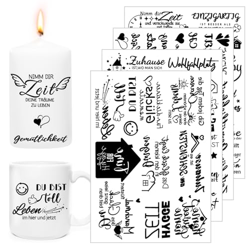 Wasserzeichen,Rub On Sticker Transfers, 4PCS Sprüche für Raysin Keraflott Möbel Glas Holz DIY Deko Rub On Folie Rubons Aufkleber Home Wasserzeichen,Rub On Sticker Transfers, 4PCS Sprüche für Raysin Keraflott Möbel Glas Holz DIY Deko Rub On Folie Rubons Aufkleber Home von Wvu & Wvo