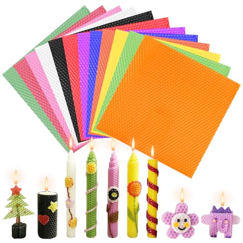 Wvu & Wvo Bienenwachs-Kerzenherstellungs Set, Bienenwachsplatten für Kerzen, 12 Farben Bienenwachsplatten 20 * 20 cm,DIY Bienenwachs Kerzen Selber Machen für Erwachsene und Kinder Wvu & Wvo Bienenwachs-Kerzenherstellungs Set, Bienenwachsplatten für Kerzen, 12 Farben Bienenwachsplatten 20 * 20 cm,DIY Bienenwachs Kerzen Selber Machen für Erwachsene und Kinder von Wvu & Wvo