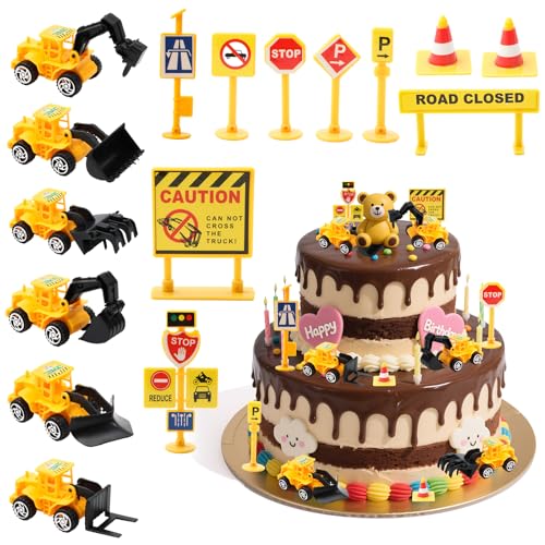 Kuchen Deko Baustelle, Metall Kunststoff Bagger Spielzeugauto, Baustellen Fahrzeuge Tortendeko mit Baufahrzeug Verkehrsschilder Gold Glitter Kuchen Deko Baustelle, Metall Kunststoff Bagger Spielzeugauto, Baustellen Fahrzeuge Tortendeko mit Baufahrzeug Verkehrsschilder Gold Glitter von Wvu & Wvo