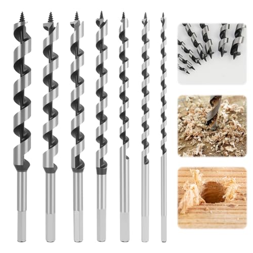 7 Stück SDS-Plus Holzbohrer, Schlangen-Bohrer Satz, Schlangenbohrer, Spiralbohrer, Durchmesser 6mm/8mm/10mm/12mm/14mm/16mm/18mm, für präzise und glatte Bohrungen in Hartholz und Kork von Wvxilyr