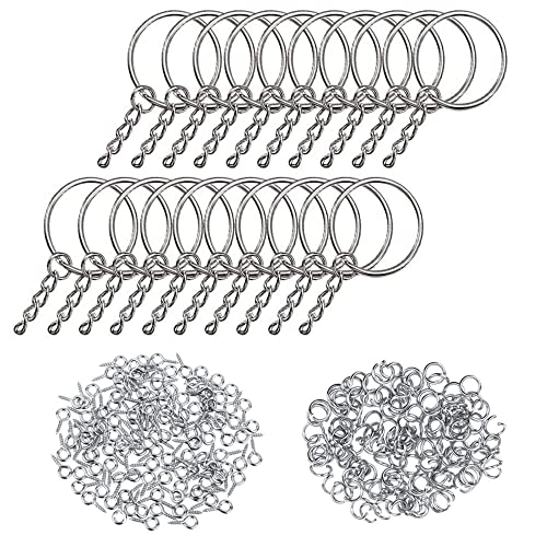 220 Stück Schlüsselanhänger, Schlüsselanhänger-Ringe, Schlüsselanhänger-Set, Kette Schlüsselring, Schlüsselanhänger Ring Set, Schlüsselring mit Kette, für DIY-Bastelarbeiten, Schlüssel (Silber) 220 Stück Schlüsselanhänger, Schlüsselanhänger-Ringe, Schlüsselanhänger-Set, Kette Schlüsselring, Schlüsselanhänger Ring Set, Schlüsselring mit Kette, für DIY-Bastelarbeiten, Schlüssel (Silber) von Wwmstlkx
