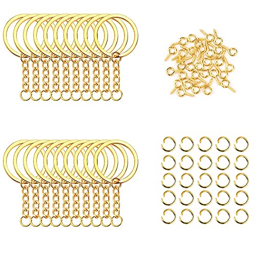 220 Stück Schlüsselanhänger, Schlüsselanhänger-Ringe, Schlüsselanhänger-Set, Kette Schlüsselring, Schlüsselanhänger Ring Set, Schlüsselring mit Kette, für DIY-Bastelarbeiten, Schlüssel (Gold) 220 Stück Schlüsselanhänger, Schlüsselanhänger-Ringe, Schlüsselanhänger-Set, Kette Schlüsselring, Schlüsselanhänger Ring Set, Schlüsselring mit Kette, für DIY-Bastelarbeiten, Schlüssel (Gold) von Wwmstlkx