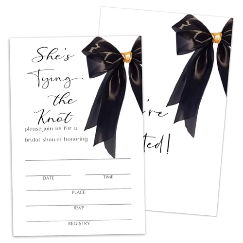 25 Einladungen für Brautpartys, "She's Tying The Knot", schwarze Schleife zum Ausfüllen mit Umschlägen, Einladungen für Brautpaare, Brautpartys, Hochzeits- und Brautparty-Dekorationen, 25 Stück 25 Einladungen für Brautpartys, "She's Tying The Knot", schwarze Schleife zum Ausfüllen mit Umschlägen, Einladungen für Brautpaare, Brautpartys, Hochzeits- und Brautparty-Dekorationen, 25 Stück von WwongxianB