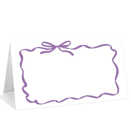 25 Stück violette Schleifen-Wellen-Platzkarten, editierbare Namenskarten für Tischdekoration, Zeltkarten, Lebensmitteletiketten für Dinner-Party, Brautparty, Hochzeit, Babyparty und Veranstaltungen 25 Stück violette Schleifen-Wellen-Platzkarten, editierbare Namenskarten für Tischdekoration, Zeltkarten, Lebensmitteletiketten für Dinner-Party, Brautparty, Hochzeit, Babyparty und Veranstaltungen von WwongxianB