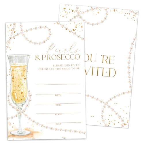 Brautparty-Einladungen mit Umschlägen, Champagnereinladungen für Brautpaare, neue Paare, Mr and Mrs, Perlen & Prosecco, Hochzeits- und Brautparty-Dekorationen, 25 Stück Brautparty-Einladungen mit Umschlägen, Champagnereinladungen für Brautpaare, neue Paare, Mr and Mrs, Perlen & Prosecco, Hochzeits- und Brautparty-Dekorationen, 25 Stück von WwongxianB