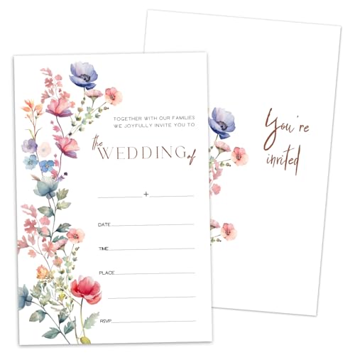 Hochzeitseinladungen mit Blumenmuster, zum Ausfüllen für Brautpaare, Herr und Frau, mit Umschlägen, Hochzeits- und Brautparty, Party, Feier, Dekoration, N26, 25 Stück Hochzeitseinladungen mit Blumenmuster, zum Ausfüllen für Brautpaare, Herr und Frau, mit Umschlägen, Hochzeits- und Brautparty, Party, Feier, Dekoration, N26, 25 Stück von WwongxianB