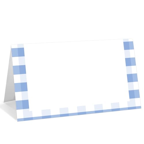 Tischkarten mit blauem Rand, bearbeitbare Namenskarten für Tischdekoration, Zeltkarten, Lebensmitteletiketten für Dinner-Party, Brautparty, Hochzeit, Babyparty und Veranstaltungen, 25 Stück Tischkarten mit blauem Rand, bearbeitbare Namenskarten für Tischdekoration, Zeltkarten, Lebensmitteletiketten für Dinner-Party, Brautparty, Hochzeit, Babyparty und Veranstaltungen, 25 Stück von WwongxianB