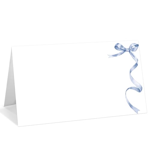 Tischkarten mit blauer Schleife, bearbeitbare Namenskarten für Tischdekoration, Zeltkarten, Lebensmitteletiketten für Dinner-Party, Brautparty, Hochzeit, Babyparty und Veranstaltungen, 25 Stück Tischkarten mit blauer Schleife, bearbeitbare Namenskarten für Tischdekoration, Zeltkarten, Lebensmitteletiketten für Dinner-Party, Brautparty, Hochzeit, Babyparty und Veranstaltungen, 25 Stück von WwongxianB