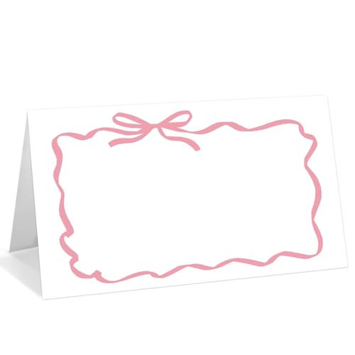 Tischkarten mit rosa Schleife, bearbeitbare Namenskarten für Tischdekoration, Zeltkarten, Lebensmitteletiketten für Dinner-Party, Brautparty, Hochzeit, Babyparty und Veranstaltungen, 25 Stück T14 Tischkarten mit rosa Schleife, bearbeitbare Namenskarten für Tischdekoration, Zeltkarten, Lebensmitteletiketten für Dinner-Party, Brautparty, Hochzeit, Babyparty und Veranstaltungen, 25 Stück T14 von WwongxianB