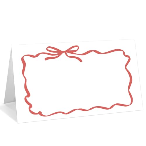 Tischkarten mit roter Schleife, bearbeitbare Namenskarten für Tischdekoration, Zeltkarten, Lebensmitteletiketten für Dinner-Party, Brautparty, Hochzeit, Babyparty und Veranstaltungen, 25 Stück Tischkarten mit roter Schleife, bearbeitbare Namenskarten für Tischdekoration, Zeltkarten, Lebensmitteletiketten für Dinner-Party, Brautparty, Hochzeit, Babyparty und Veranstaltungen, 25 Stück von WwongxianB