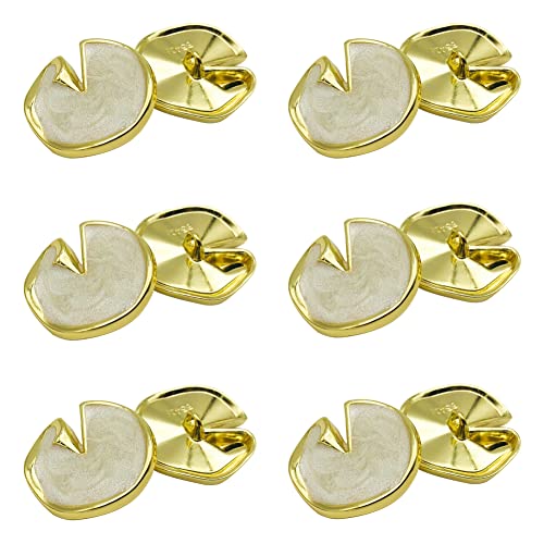 Wwxuanke 12 Stück geformte Metallknöpfe für Anzüge, unregelmäßige Mäntel, Mäntel und Frauen, Kleidung, Strickjacke, dekorative Knöpfe, 25 mm, Gold + Weiß von Wwxuanke