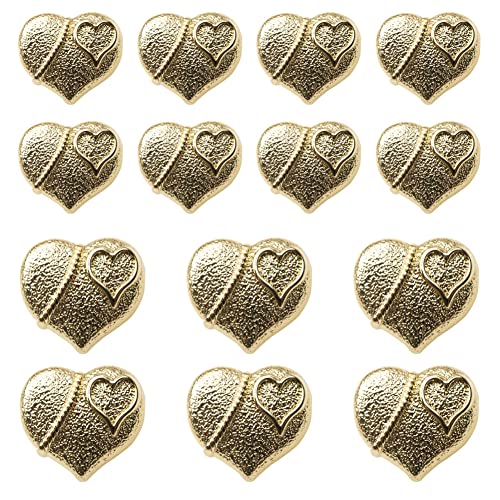 Wwxuanke 14 Stück Pfirsichherz Metall Mantelknöpfe Damen Jacke Herzförmige All-Match-Knöpfe Wollmantel Pullover Knöpfe 20 mm/25 mm (0,79 Zoll) (Gold) von Wwxuanke