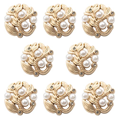 Wwxuanke 8 Stück unregelmäßige hohle Blütenblätter, Windbreaker, Metallknöpfe, Diamanten und Perlen, Mantel, dekorative Knöpfe, 23 mm (Gold) von Wwxuanke