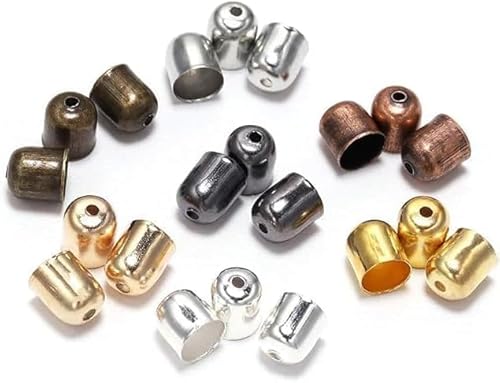 50 Stück mehrfarbige Quasten Lederschnalle, Endkappe, Wildlederfaser, Endkappen, Endkappen, Metallschnur, Endkappen für Schmuckherstellung, Endkappen, Zubehör, DIY (12 x 12 mm) von Wwyan
