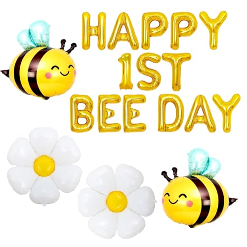 Geburtstagsdeko 1 Jahr Junge - Luftballons für 1. Geburtstag Inklusive 2 Bienenförmiger, 2 Blumenförmiger und 1 HAPPY 1st Bee Day Ballon Geburtstagsdeko 1 Jahr Junge - Luftballons für 1. Geburtstag Inklusive 2 Bienenförmiger, 2 Blumenförmiger und 1 HAPPY 1st Bee Day Ballon von Wxgoqrcn