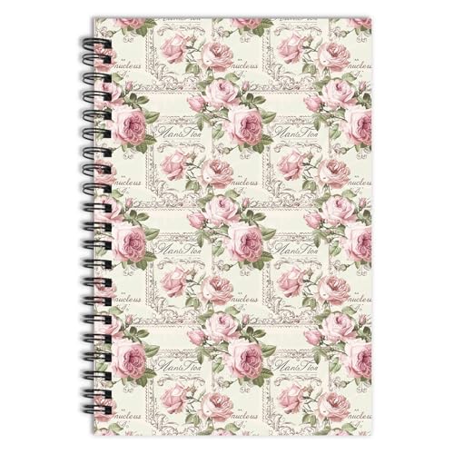 Wxiben Notizbuch mit Vintage-Blumenmuster, Retro-Spiralbindung, Bibelstudium, Tagebuch, Notizbücher, Schrift, Gebet, Kirche, Bürobedarf, christliches Geschenk für Teenager, Mädchen, Frauen, Studenten von Wxiben