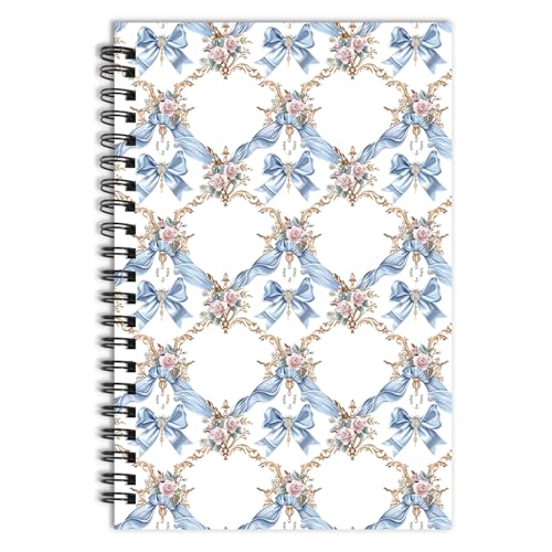 Wxiben Notizbuch mit blauer Schleife, florales Notizbuch, Coquete-College, liniert, Spiralnotizbuch, christliches Geschenk für Frauen, Mädchen, Teenager, Studenten, Lehrer, Schule, Bibelstudium von Wxiben