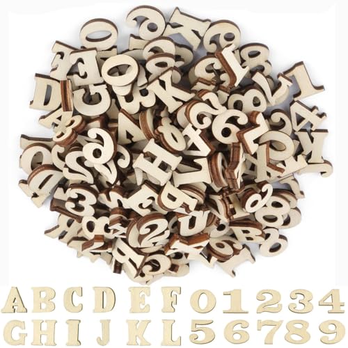 200 PCS Kleine Holzbuchstaben und Holzzahlen,15mm Buchstaben aus Holz zum Kleinbuchstaben (A-Z) Zahlen Holz (0-9) Holz Buchstaben Deko Geeignet für Dekoration, Frühes Lernen,DIY Bastelprojekte von Wxinsheng