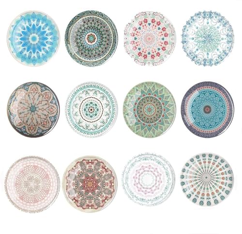 Wxinsheng 12 PCS Kühlschrankmagnete,Bunte Magnete für Magnettafel Dekorative Glascabochons Glasmagnete mit Bohème Motiv,für Whiteboards,Kühlschränke,Fotos,Küche Büro Kinder und Erwachsene Geschenk von Wxinsheng