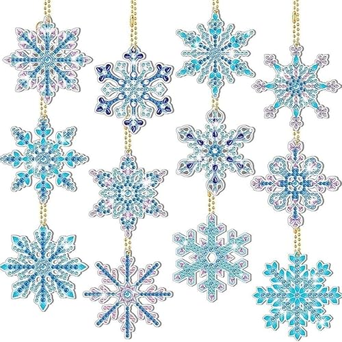 Wybtbm Diamond Painting Weihnachten 5D Schneeflocke Deko Diamond Painting Anhänger Schlüsselanhänger Weihnachtsbaum Fenster Hängend Winter Dekor Ornamente Strass Malerei Kit DIY 12 Set Wybtbm Diamond Painting Weihnachten 5D Schneeflocke Deko Diamond Painting Anhänger Schlüsselanhänger Weihnachtsbaum Fenster Hängend Winter Dekor Ornamente Strass Malerei Kit DIY 12 Set von Wybtbm