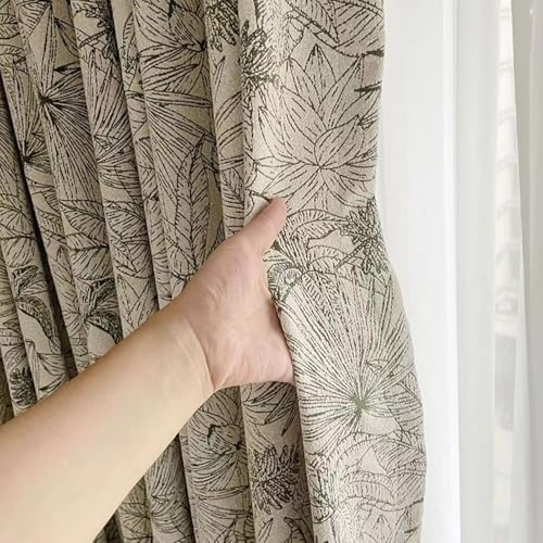 Wycian Kurze Gardinen für Wohnzimmer Kurzgardine Verdunkelung Grün 2er Pack Blumenmuster H115 x B107 cm (2er Pack) Tuch von Wycian