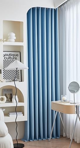 Wycian Kurzgardine Landhausstil Kurze Gardinen Verdunkelung Blau 2er Pack Unifarbe H115 x B107 cm (2er Pack) von Wycian