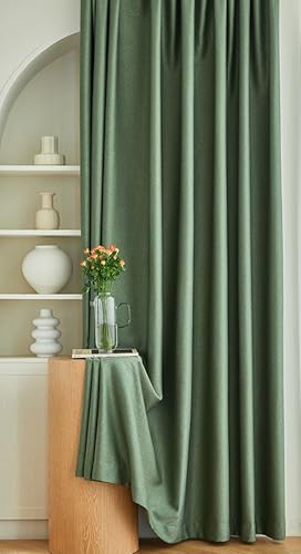 Wycian Kurzgardine Modern Vorhänge Kurz Verdunkelung Grün 2er Pack Unifarbe H115 x B86 cm (2er Pack) von Wycian