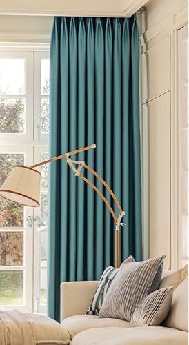Wycian Kurzgardine Querbehang Gardine Kurz Verdunkelung Blau Grün 2er Pack Unifarbe H115 x B107 cm (2er Pack) von Wycian