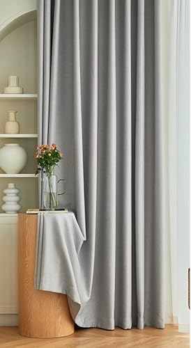 Wycian Kurzgardine Vorhänge Kurz Verdunkelung Hellgrau 2er Pack Unifarbe H115 x B132 cm (2er Pack) von Wycian
