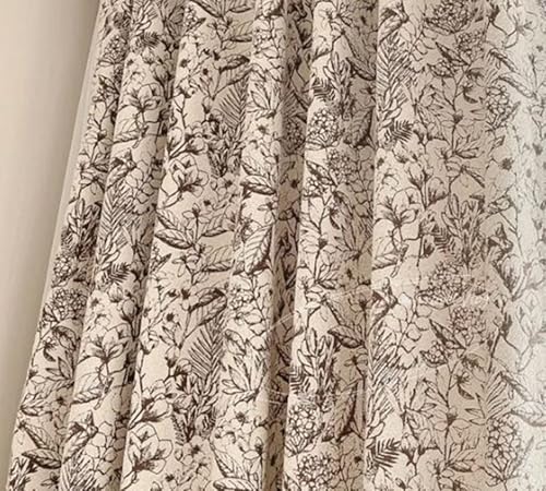 Wycian Kurzgardine für Wohnzimmer Kurzgardine Verdunkelung Braun 2er Pack Blumenmuster H115 x B96 cm (2er Pack) Tuch von Wycian