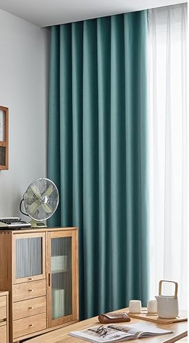 Wycian Vorhänge Kurz Kurzgardine Verdunkelung Blau Grün 2er Pack Unifarbe H115 x B86 cm (2er Pack) von Wycian