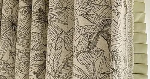 Wycian Vorhang Kurz Wohnzimmer Kurzgardine Verdunkelung Grün 2er Pack Blumen- und Spitzenmuster H115 x B132 cm (2er Pack) Tuch von Wycian