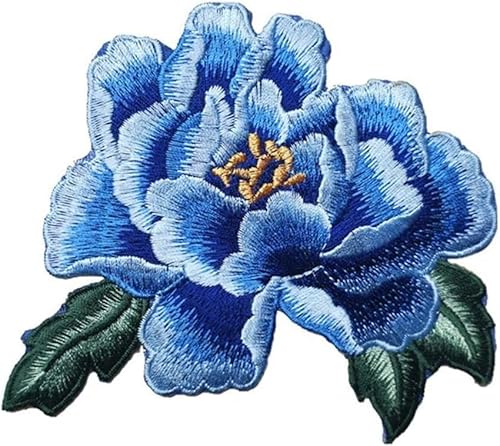 Aufnäher mit Pfingstrosen-Motiv, bestickt, Blumenaufnäher, Aufnähen, Bügelbild, Blumenmotiv, Kleidung, Dekoration, Applikation von Wyjuan