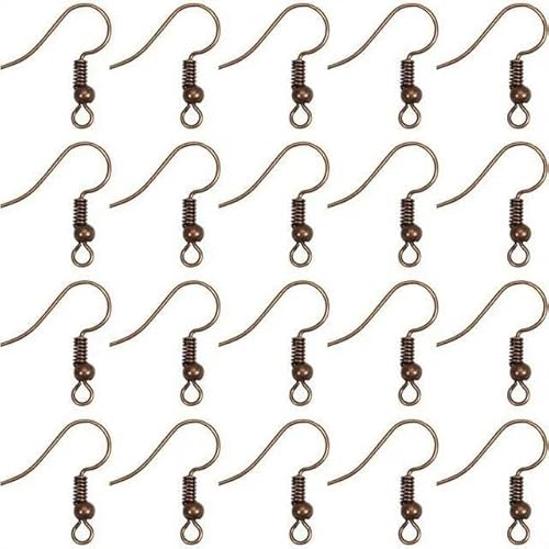 Ohrringhaken aus rotem Kupfer, hypoallergen, mit Kugel- und Spiraldrähten, Schmuckzubehör für DIY-Schmuckherstellung, 100 Stück, 20 x 17 mm von Wyjuan