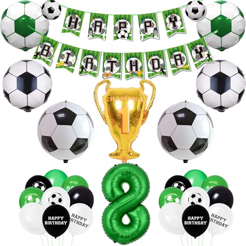 Fußball Luftballons 8 Geburtstag Dekorationen - 48 Stück Happy Birthday Banner, 4D Fußball Folienballon, Sport Thema Geburtstag Party Supplies für Jungen Fußball Luftballons 8 Geburtstag Dekorationen - 48 Stück Happy Birthday Banner, 4D Fußball Folienballon, Sport Thema Geburtstag Party Supplies für Jungen von Wylario