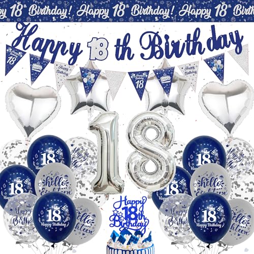 Happy 13th Birthday Dekoration Banner, Blau Silber Offizielle Teenager Geburtstag Banner Wimpelkette Dekorationen für Jungen Mädchen, Nummer 13 Folienballons Cake Topper für 13 Jahre Alt Party Happy 13th Birthday Dekoration Banner, Blau Silber Offizielle Teenager Geburtstag Banner Wimpelkette Dekorationen für Jungen Mädchen, Nummer 13 Folienballons Cake Topper für 13 Jahre Alt Party von Wylario
