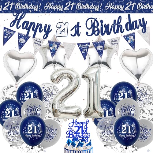 Deko Geburtstag Jungen Blau Silber (21 Geburtstag) von Wylario