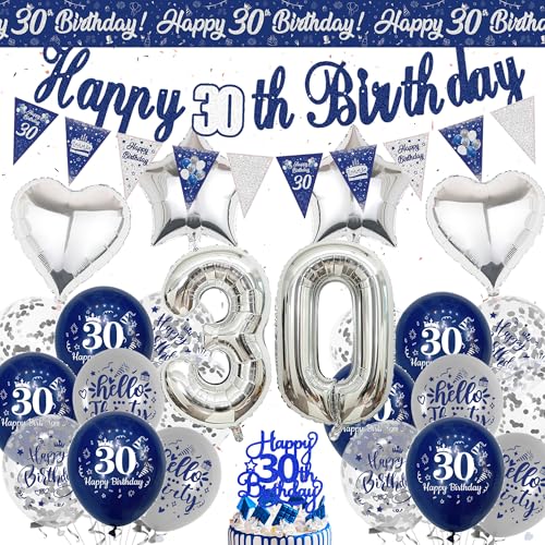 Deko Geburtstag Jungen Blau Silber (30 Geburtstag) von Wylario