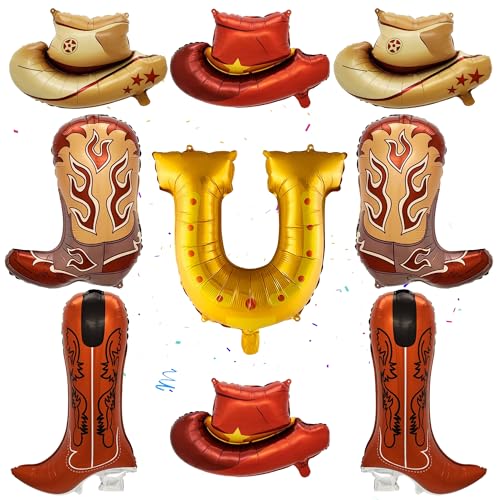 Western Cowboy Party Dekorationen Ballon - 9 Stück Braun Western Geburtstag Dekor, Große Sand Cowboy Themed Hüte und Stiefel Folienballons für Jungen Cowgirl Baby Shower Supplies Western Cowboy Party Dekorationen Ballon - 9 Stück Braun Western Geburtstag Dekor, Große Sand Cowboy Themed Hüte und Stiefel Folienballons für Jungen Cowgirl Baby Shower Supplies von Wylario