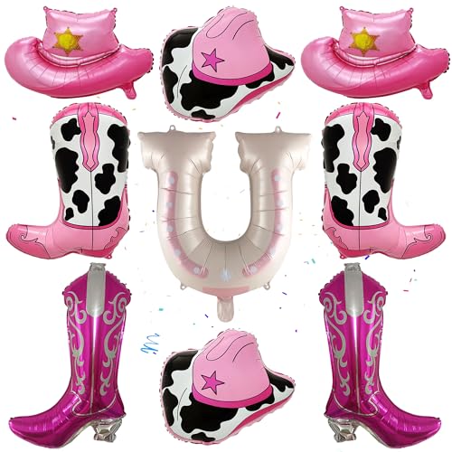 Western Cowgirl Party Ballon Dekorationen - 9 Stück Rosa Western Geburtstag Dekoration, Pastell Cowgirl Themed Hüte und Stiefel Folienballons für Mädchen Cowboy Baby Shower Supplies Western Cowgirl Party Ballon Dekorationen - 9 Stück Rosa Western Geburtstag Dekoration, Pastell Cowgirl Themed Hüte und Stiefel Folienballons für Mädchen Cowboy Baby Shower Supplies von Wylario