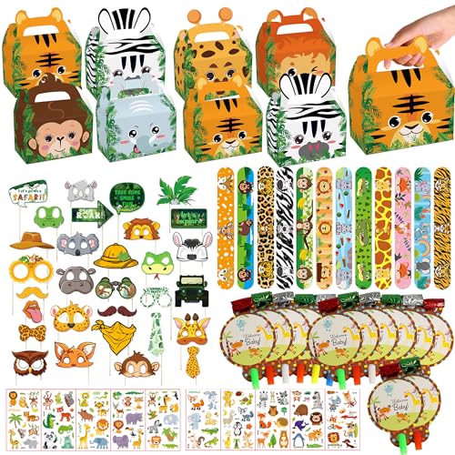 Wylario Tier-Partytütenfüller für Kinder – 76 Stück Dschungel-Safari-Tiere, Foto-Requisiten mit Partygebläsen, niedliche Slap-Armbänder, Tattoo-Aufkleber für Jungen und Mädchen Wylario Tier-Partytütenfüller für Kinder – 76 Stück Dschungel-Safari-Tiere, Foto-Requisiten mit Partygebläsen, niedliche Slap-Armbänder, Tattoo-Aufkleber für Jungen und Mädchen von Wylario