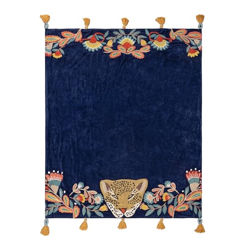 Wylder Tropics Regal Leopard bestickte Quasten-Überwurf, Königsblau Wylder Tropics Regal Leopard bestickte Quasten-Überwurf, Königsblau von Wylder Tropics