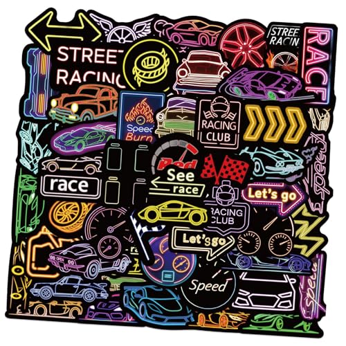 50 Blätter Dekorative Aufkleber Flasche Aufkleber Belohnung Rennwagen Dekorative Graffiti Laptop Aquarell Uggage von Wynrzyj
