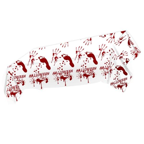 Halloween Bloody Handprint Tischdecke wasserdichte Polyethylenmaterialien Esstisch Abdeckung Für Partydekorationen Wasserdicht von Wynrzyj