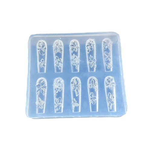 Hohe Transparenznägel Kunstdekoration Form Mit Prägender Blütenreliefblätter Blumendetails Accessoire Präge Blütennageldekoration von Wynrzyj