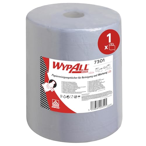 WypAll L20 Reinigungs- und Wartungspapier 7301 - Extra breit - 1 blaue Wischrolle x 500 Papierwischer (insgesamt 500) von Wypall