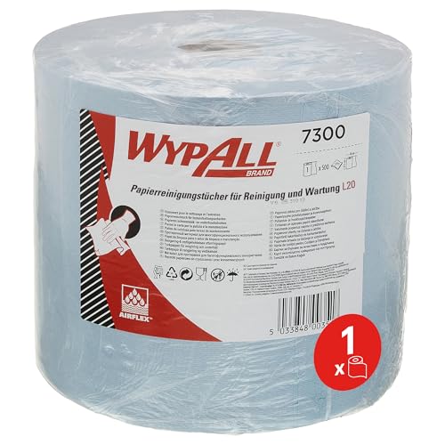 WypAll L20 Wischtücher 7300, blaue 2-lagige Reinigungstücher auf Jumborolle, ideal für Instandhaltungsarbeiten, 1 Rolle mit 500 Tüchern WypAll L20 Wischtücher 7300, blaue 2-lagige Reinigungstücher auf Jumborolle, ideal für Instandhaltungsarbeiten, 1 Rolle mit 500 Tüchern von Wypall